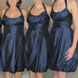 Navy Blue Halter Bridesmaid Dress